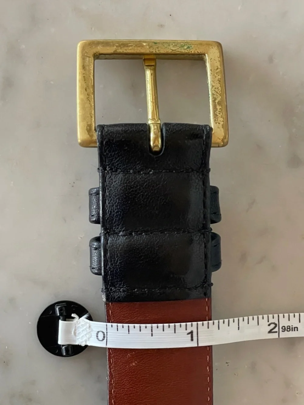 COACH Black Leather Belt 7600 with Brass Buckle Unisex 36